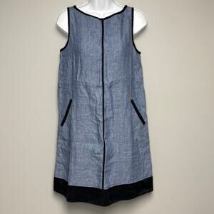 NWT J.Jill 100% Linen Beachy Resortwear Blue Sundress Sz XS Petite